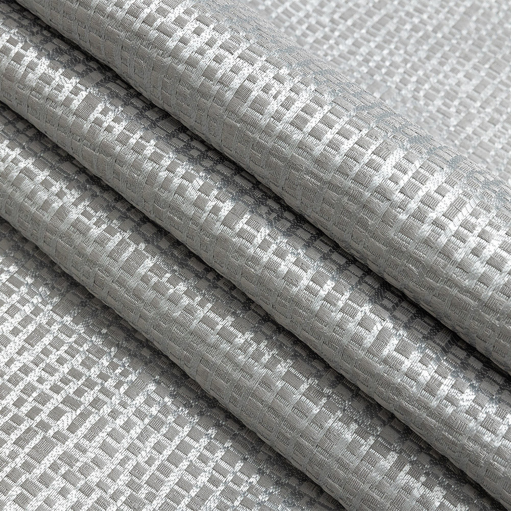 Polyester Jacquard - Graphite Grid - British Imported Folded