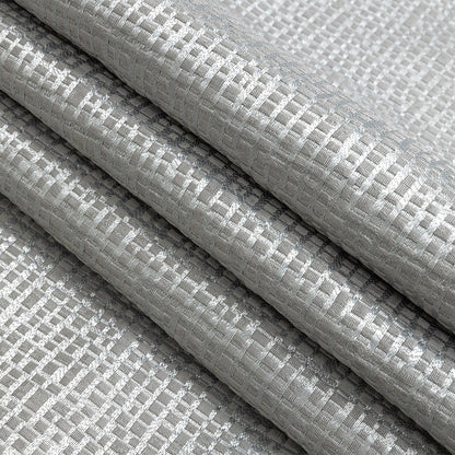 Polyester Jacquard - Graphite Grid - British Imported Folded