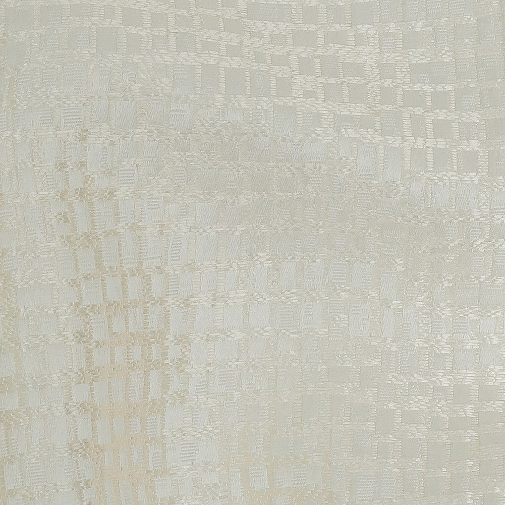 Polyester Jacquard - Ivory Grid - British Imported Detail
