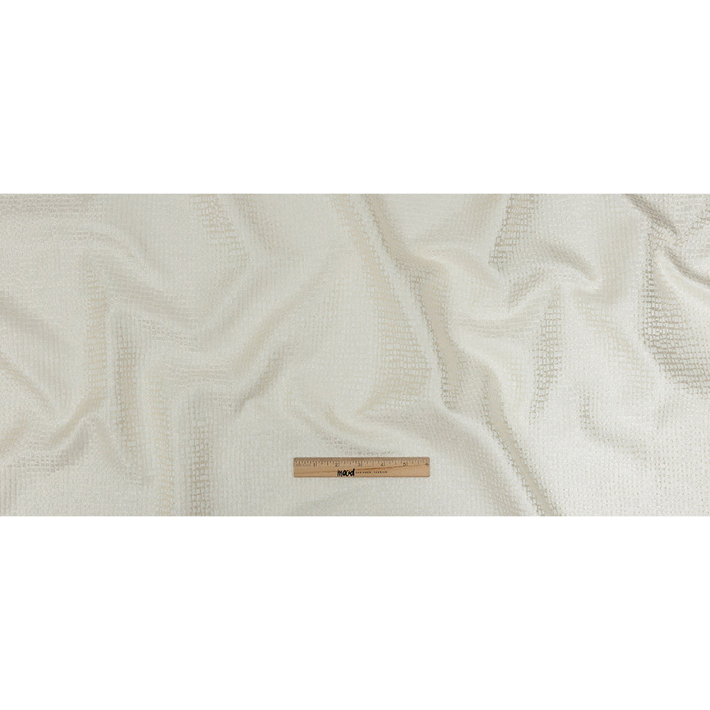 Polyester Jacquard - Ivory Grid - British Imported Full