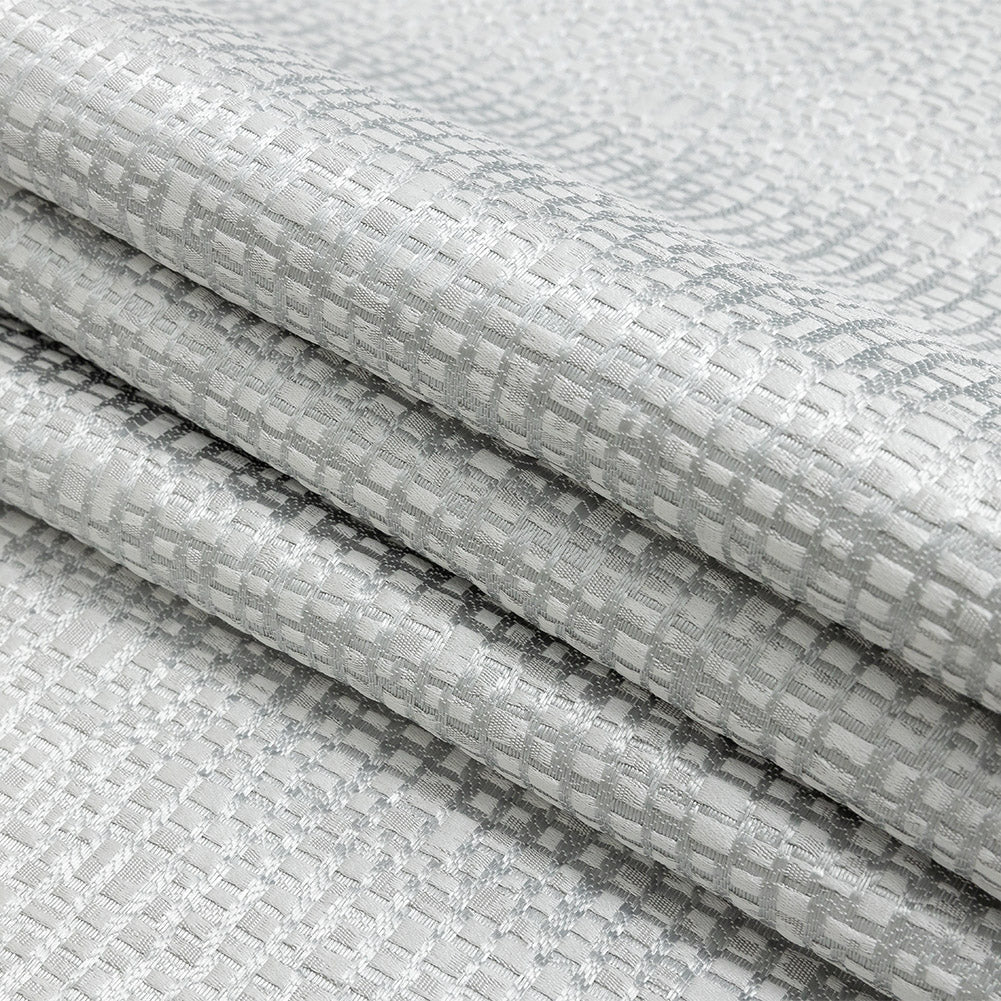 Polyester Jacquard - Platinum Grid - British Imported Folded