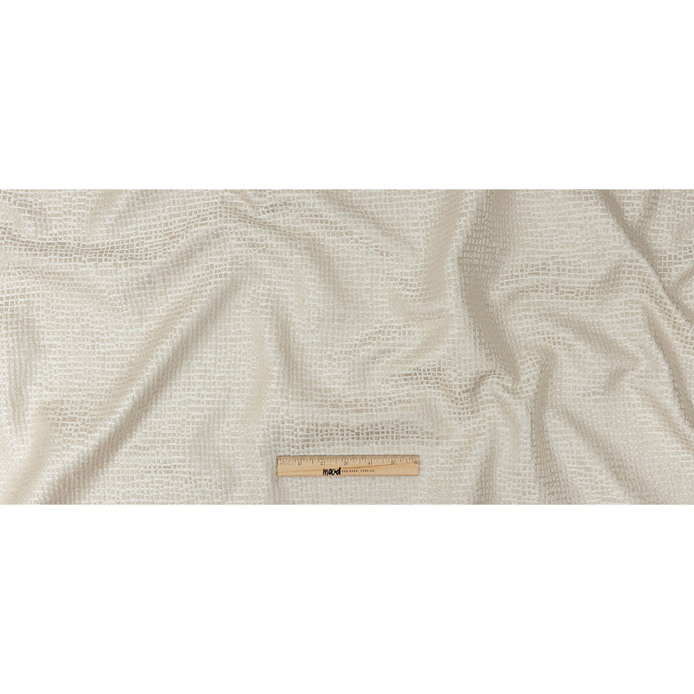 Polyester Jacquard - Taupe Grid - British Imported Full