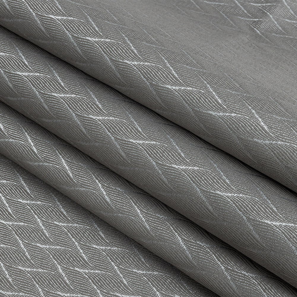 Drapery Jacquard - Mole Flowing Leaves - British Imported Folded