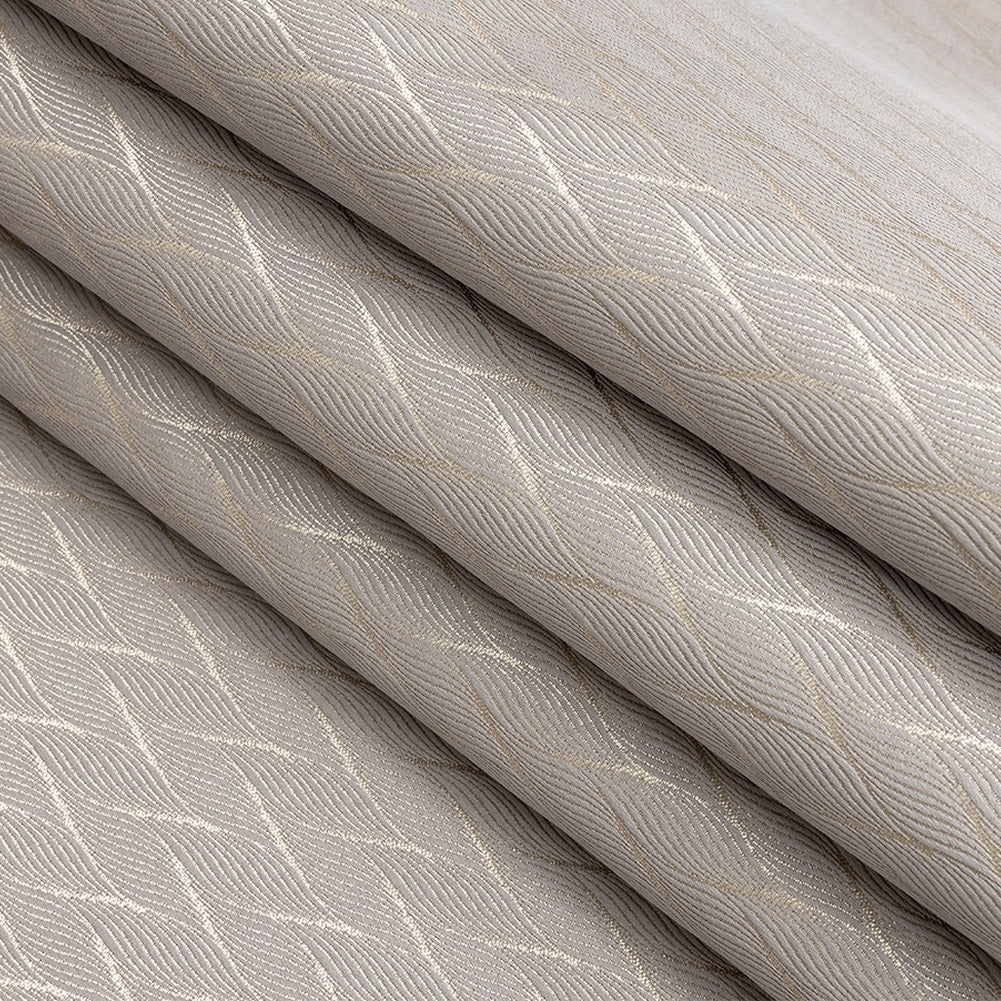 Drapery Jacquard - Pewter Flowing Leaves - British Imported Folded