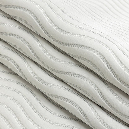Satin-Faced Jacquard - Platinum Wavy Lines - British Imported Folded
