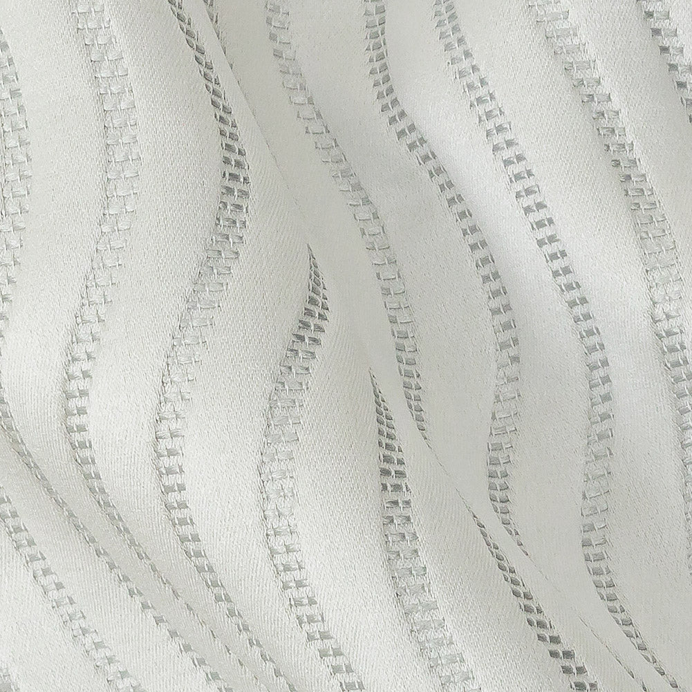 Satin-Faced Jacquard - Platinum Wavy Lines - British Imported Detail