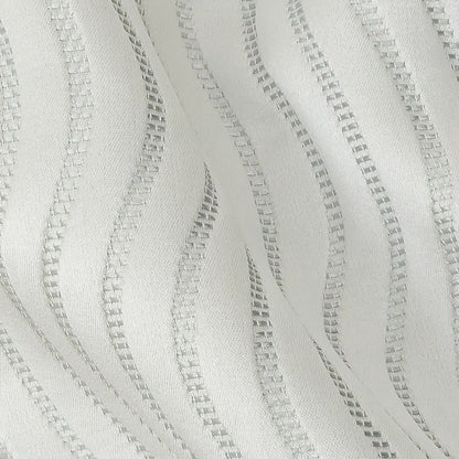 Satin-Faced Jacquard - Platinum Wavy Lines - British Imported Detail