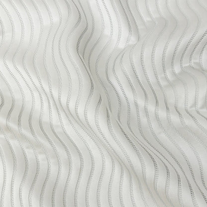 Satin-Faced Jacquard - Platinum Wavy Lines - British Imported