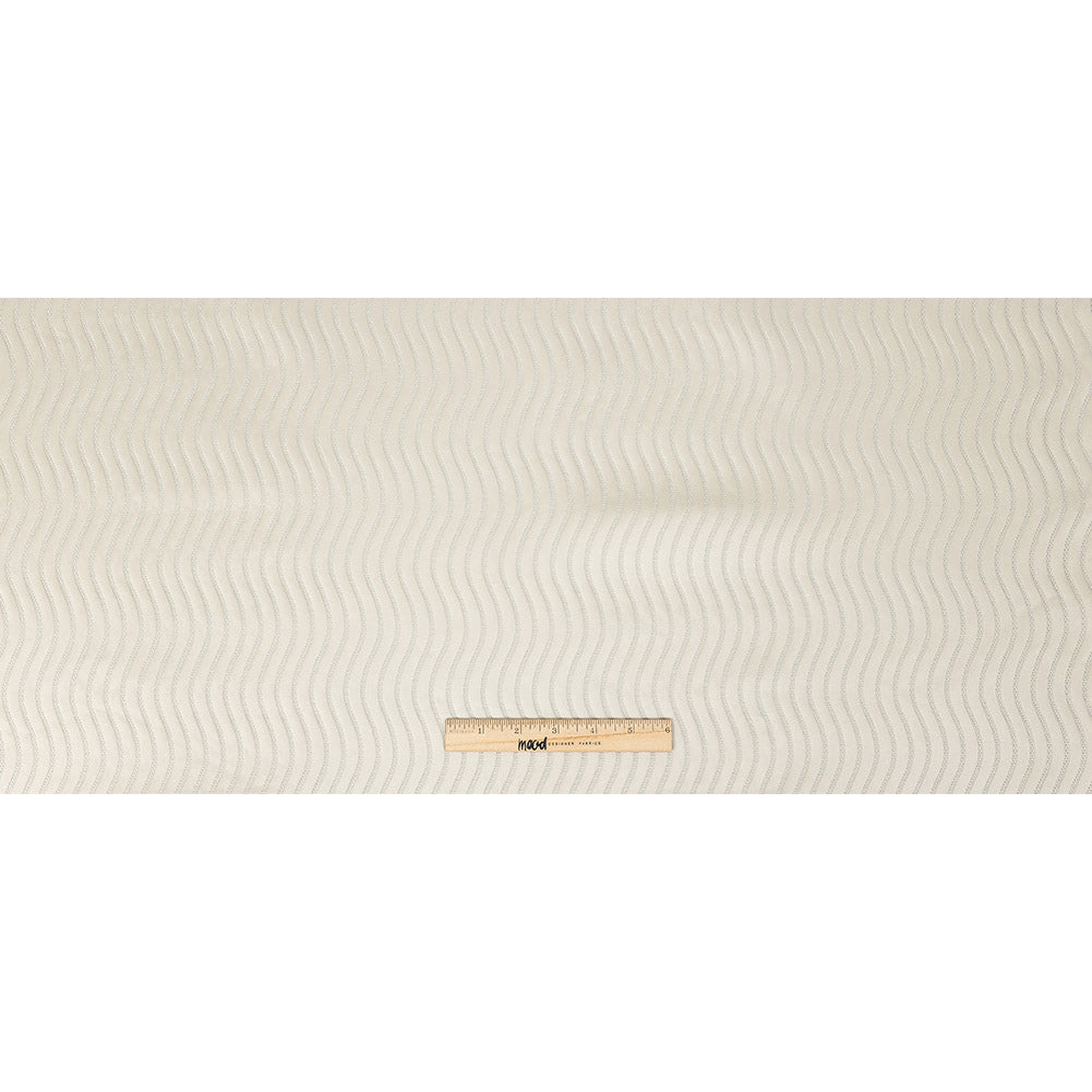 Satin-Faced Jacquard - Taupe Wavy Lines - British Imported Full
