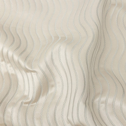 Satin-Faced Jacquard - Taupe Wavy Lines - British Imported