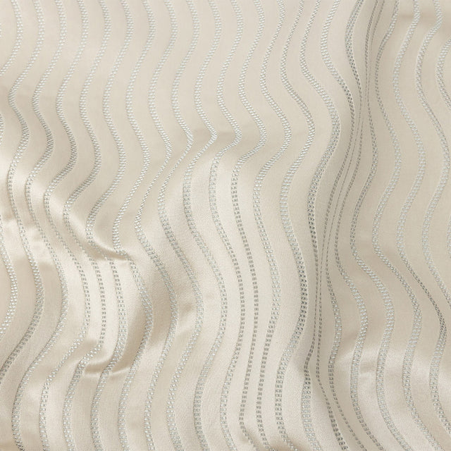 Satin-Faced Jacquard - Taupe Wavy Lines - British Imported