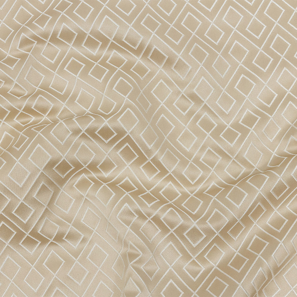 Satin-Faced Jacquard - Champagne Diamond Fret - British Imported