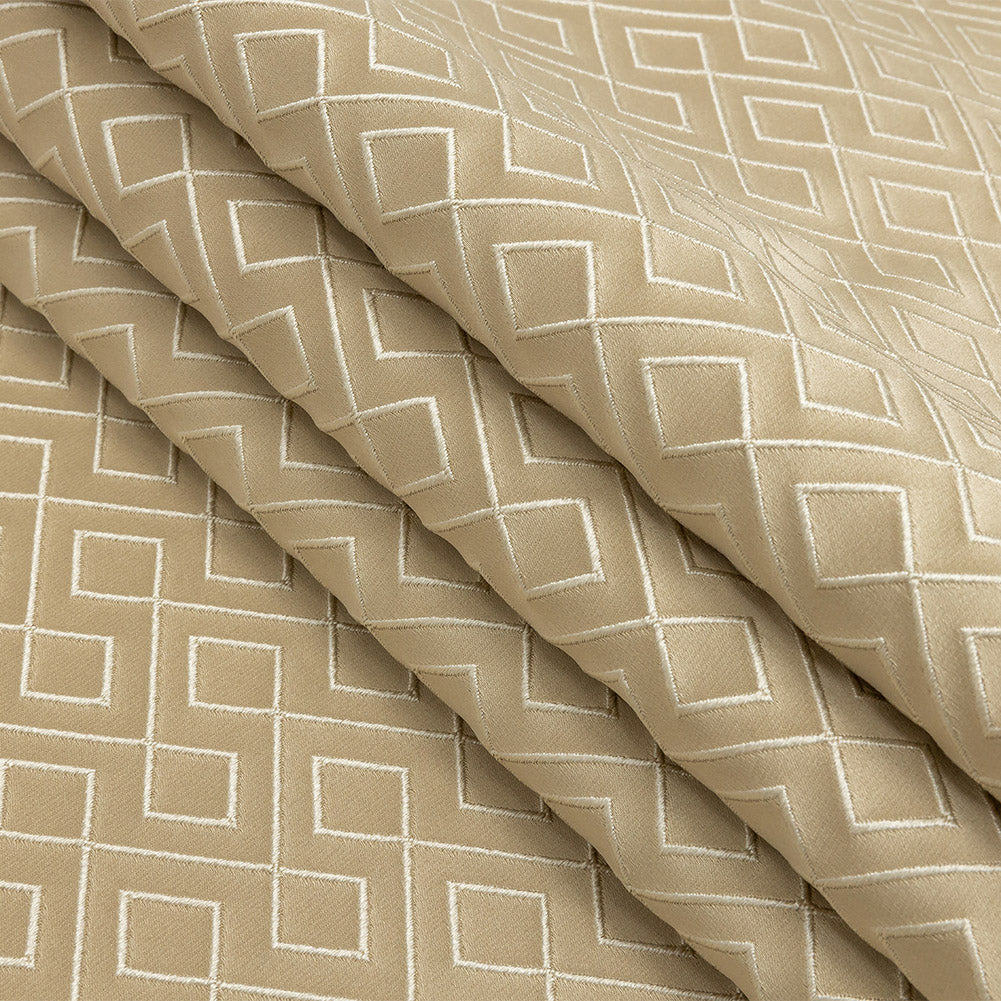Satin-Faced Jacquard - Gold Diamond Fret - British Imported Folded