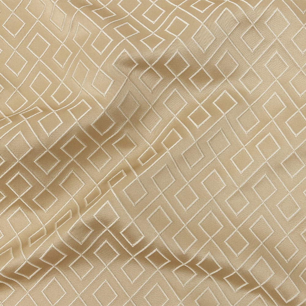 Satin-Faced Jacquard - Gold Diamond Fret - British Imported