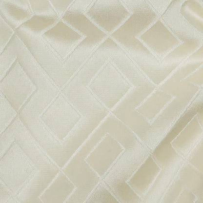 Satin-Faced Jacquard - Ivory Diamond Fret - British Imported Detail