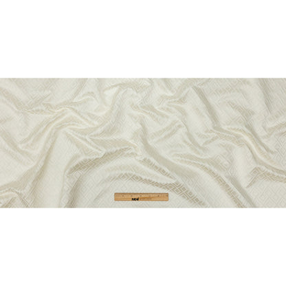 Satin-Faced Jacquard - Ivory Diamond Fret - British Imported Full