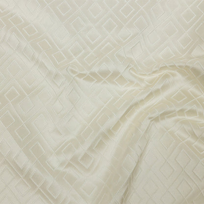 Satin-Faced Jacquard - Ivory Diamond Fret - British Imported