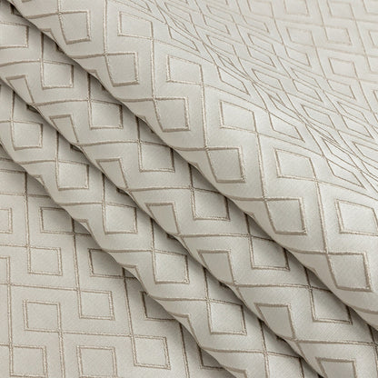 Satin-Faced Jacquard - Taupe Diamond Fret - British Imported Folded