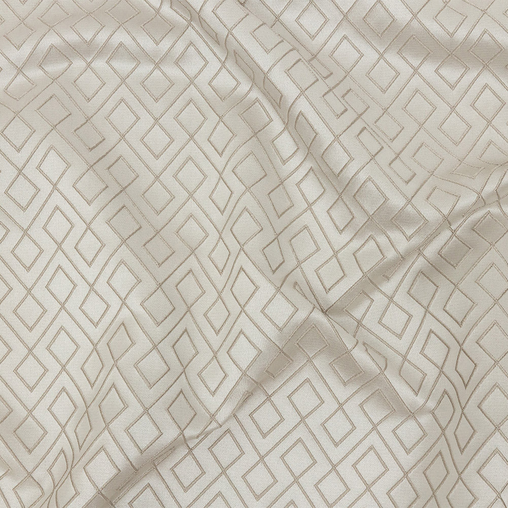 Satin-Faced Jacquard - Taupe Diamond Fret - British Imported