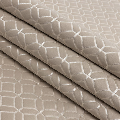 Polyester Jacquard - Champagne Tiled Geometric - British Imported Folded