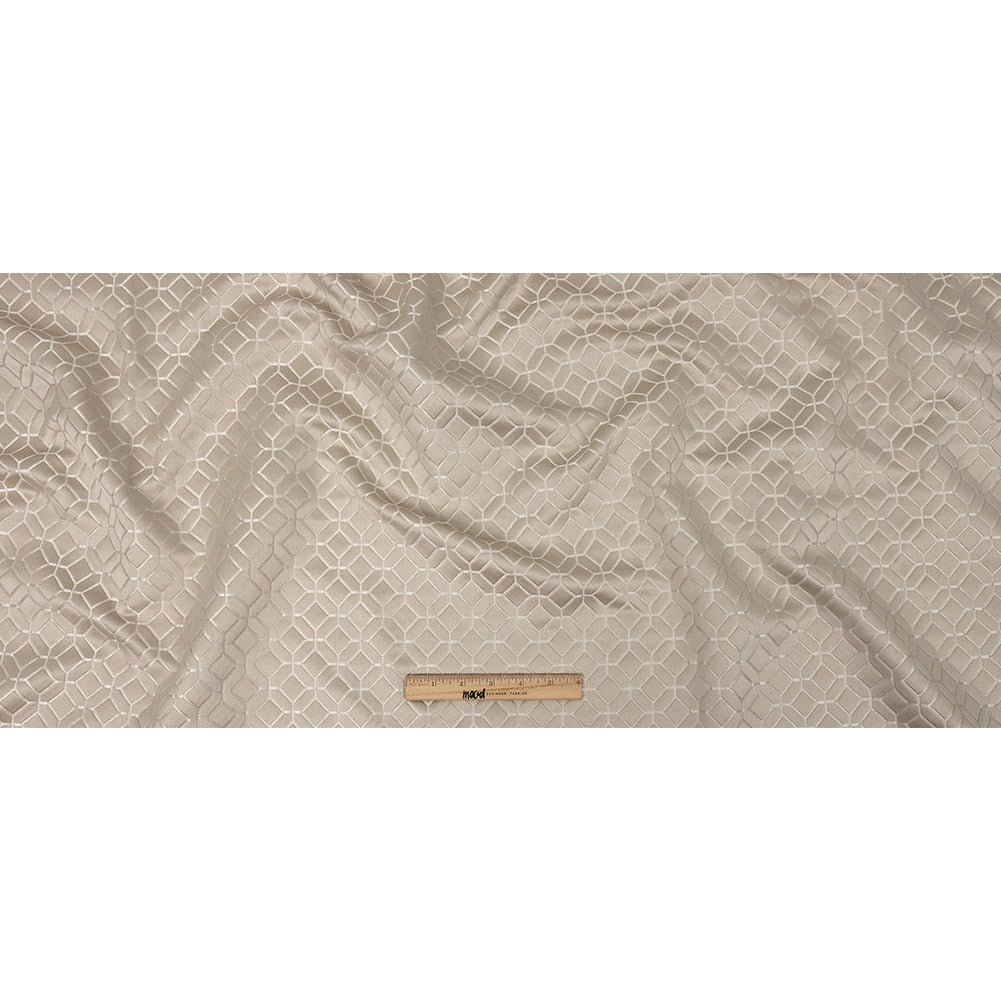 Polyester Jacquard - Champagne Tiled Geometric - British Imported Full