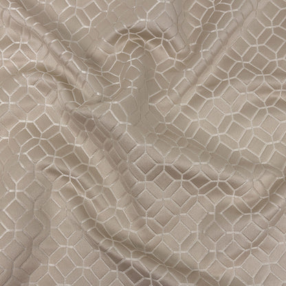 Polyester Jacquard - Champagne Tiled Geometric - British Imported