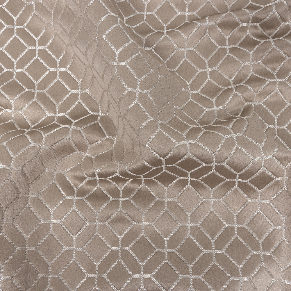 Polyester Jacquard - Taupe Tiled Geometric - British Imported