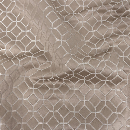 Polyester Jacquard - Taupe Tiled Geometric - British Imported
