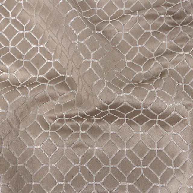 Polyester Jacquard - Taupe Tiled Geometric - British Imported
