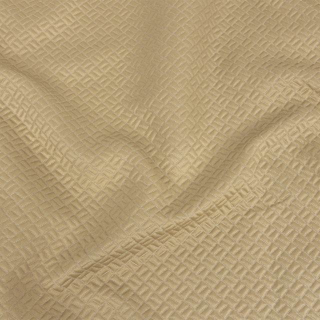 Polyester Jacquard - Gold Geometric Boxes - British Imported