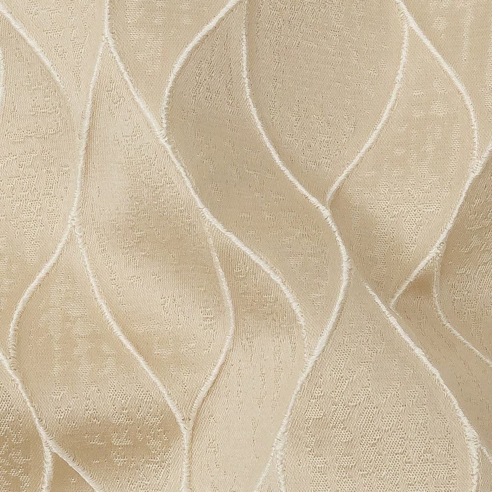 Polyester Jacquard - Champagne Leafy Lines - British Imported Detail
