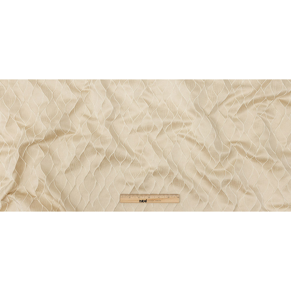 Polyester Jacquard - Champagne Leafy Lines - British Imported Full
