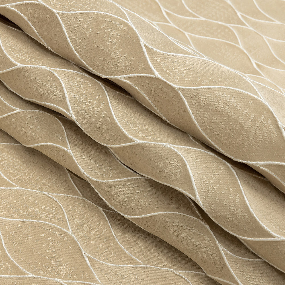 Polyester Jacquard - Gold Leafy Lines - British Imported Folded