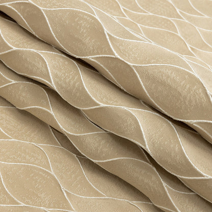 Polyester Jacquard - Gold Leafy Lines - British Imported Folded