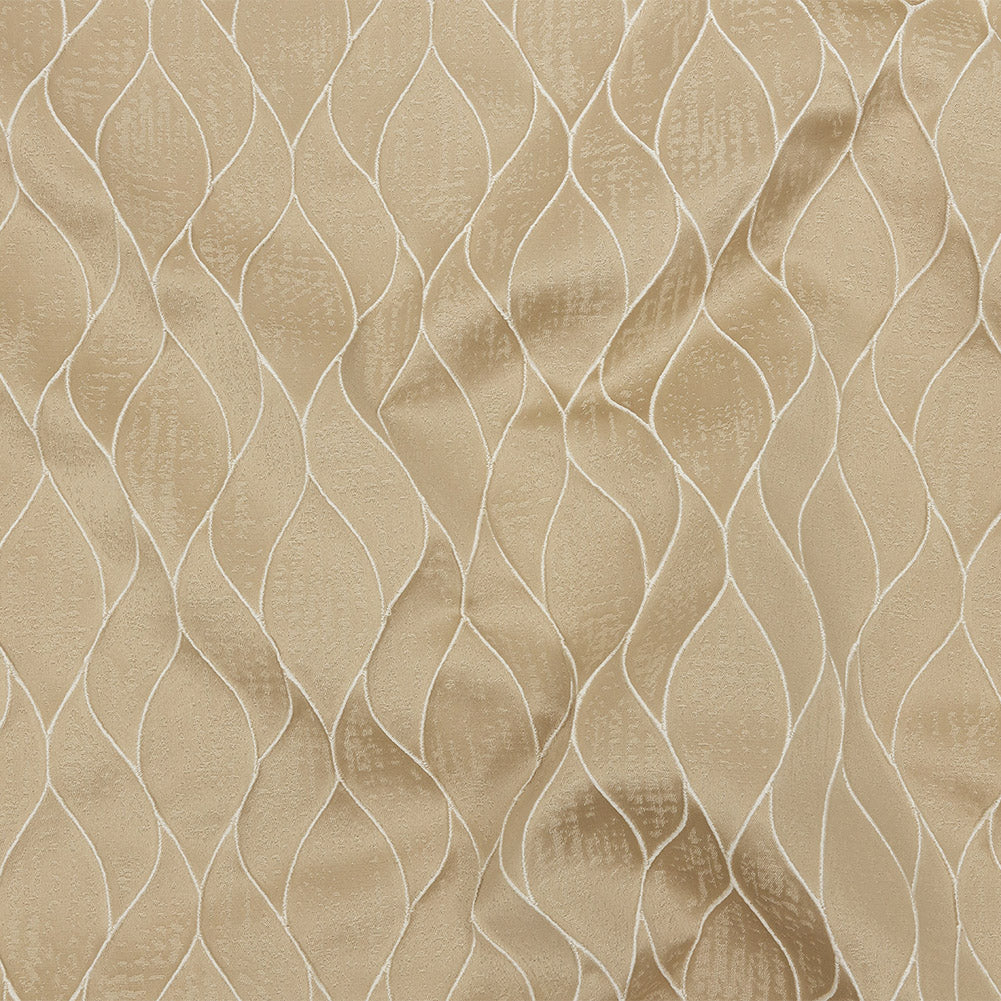 Polyester Jacquard - Gold Leafy Lines - British Imported