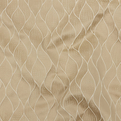 Polyester Jacquard - Gold Leafy Lines - British Imported