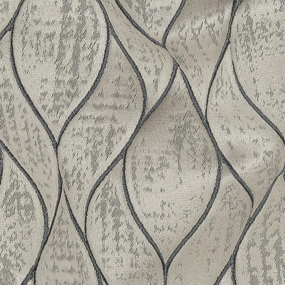 Polyester Jacquard - Pewter Leafy Lines - British Imported Detail