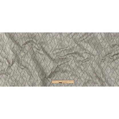 Polyester Jacquard - Pewter Leafy Lines - British Imported Full
