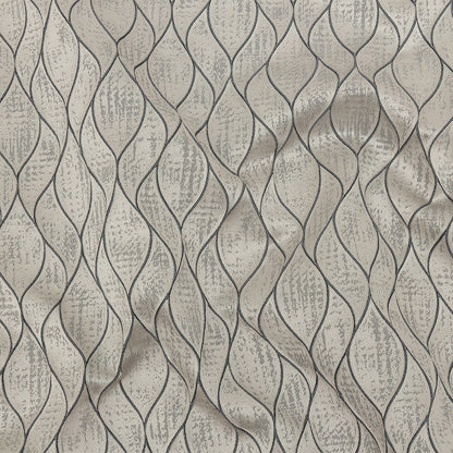 Polyester Jacquard - Pewter Leafy Lines - British Imported