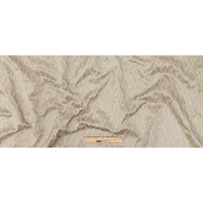 Polyester Jacquard - Taupe Leafy Lines - British Imported Full