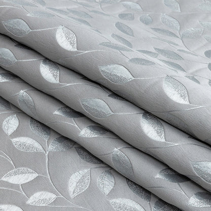 Satin-Faced Jacquard - Graphite Foliage - British Imported Folded