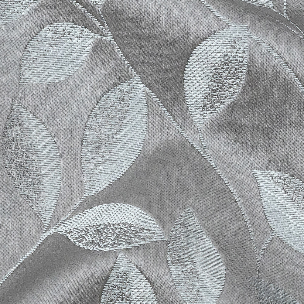 Satin-Faced Jacquard - Graphite Foliage - British Imported Detail