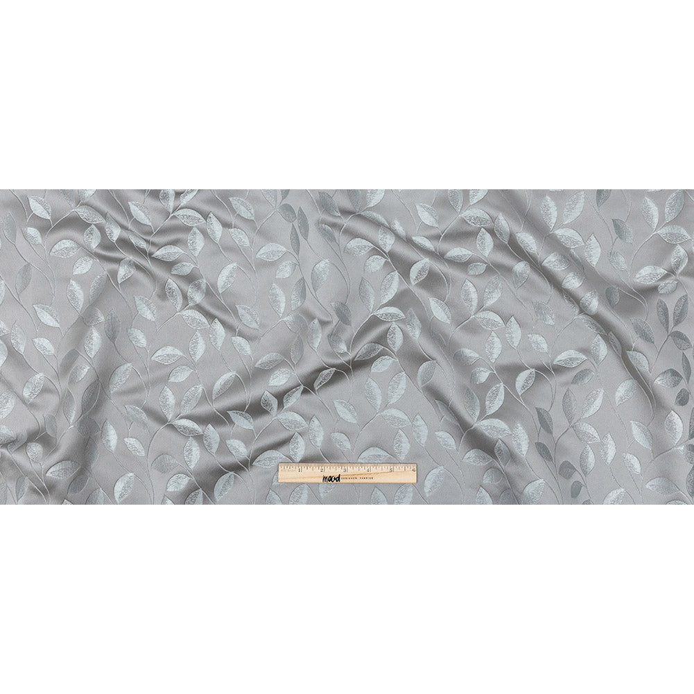 Satin-Faced Jacquard - Graphite Foliage - British Imported Full