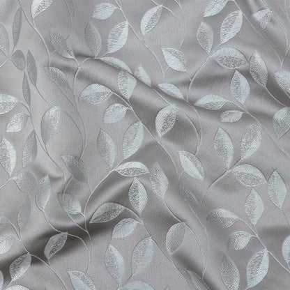 Satin-Faced Jacquard - Graphite Foliage - British Imported