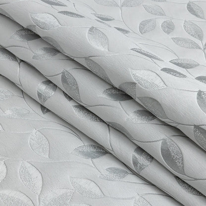 Satin-Faced Jacquard - Platinum Foliage - British Imported Folded