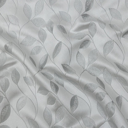 Satin-Faced Jacquard - Platinum Foliage - British Imported