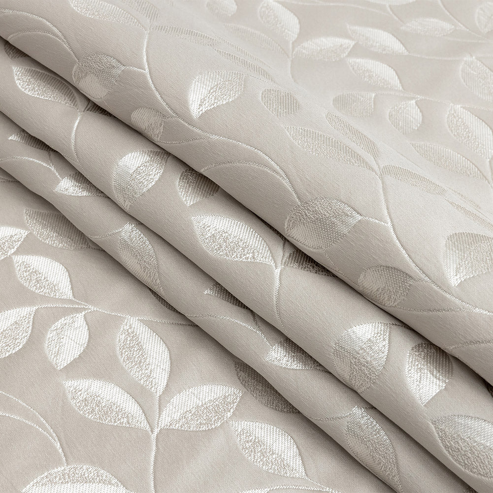 Satin-Faced Jacquard - Taupe Foliage - British Imported Folded