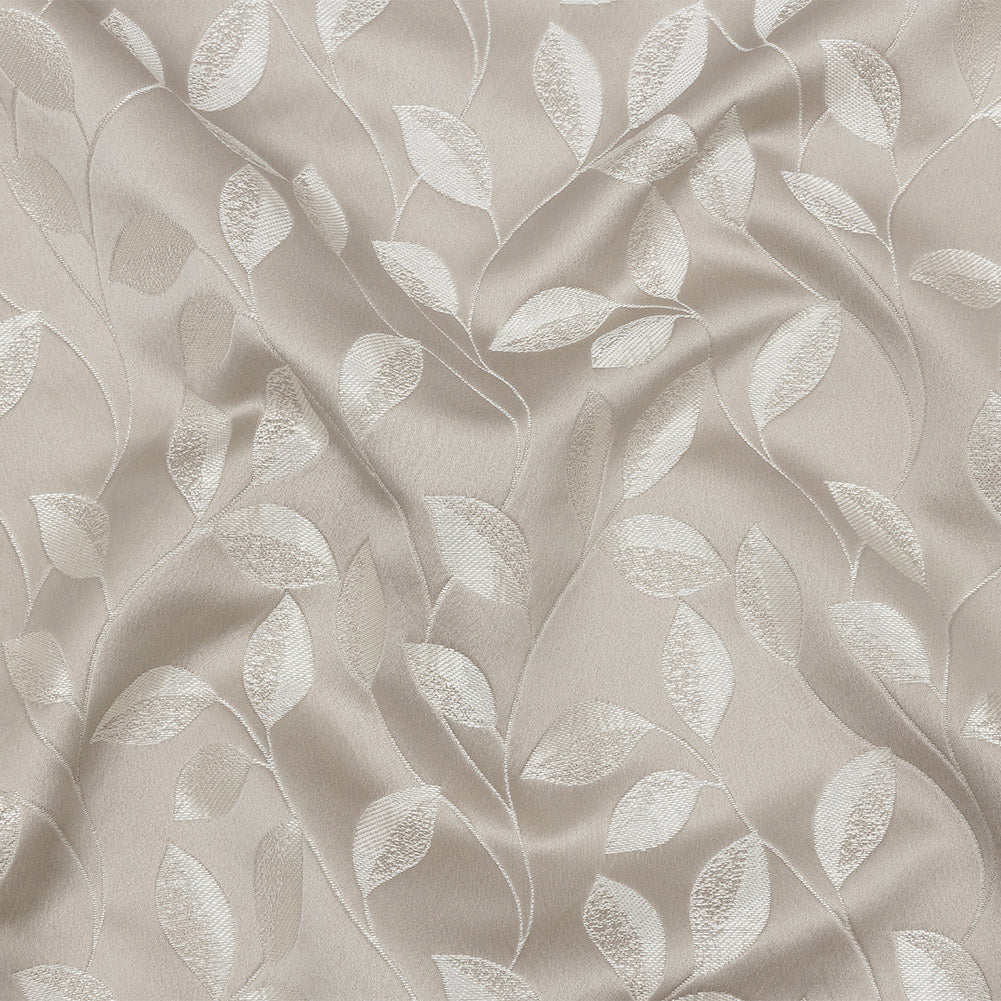 Satin-Faced Jacquard - Taupe Foliage - British Imported