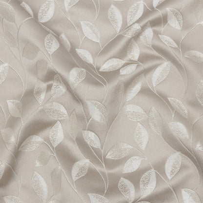 Satin-Faced Jacquard - Taupe Foliage - British Imported