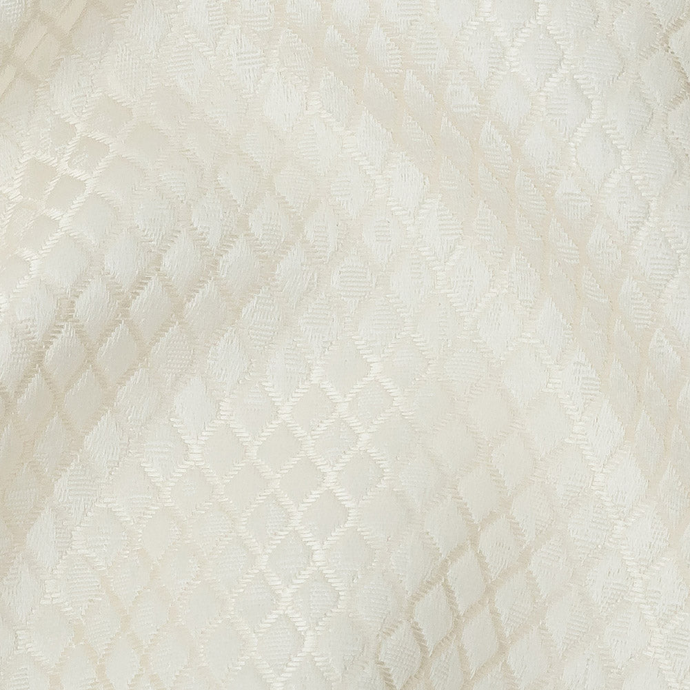 Polyester Jacquard - Ivory Diamonds - British Imported Detail